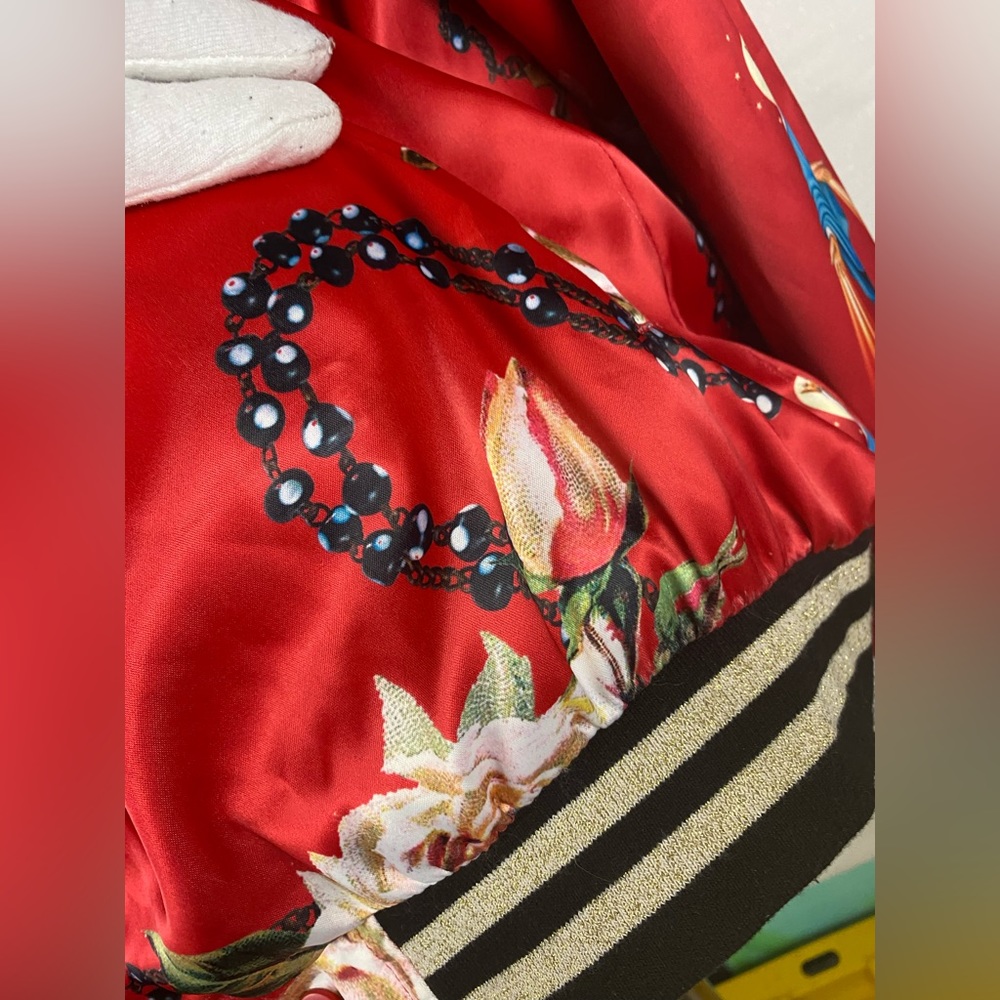 Civil Regime limited edition red satin Virgin Mary rosary satin bomber jacket - Picture 6 of 16